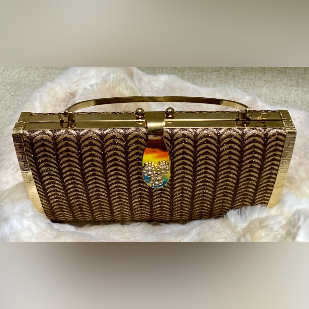 Elegant Gold and Brown Clutch